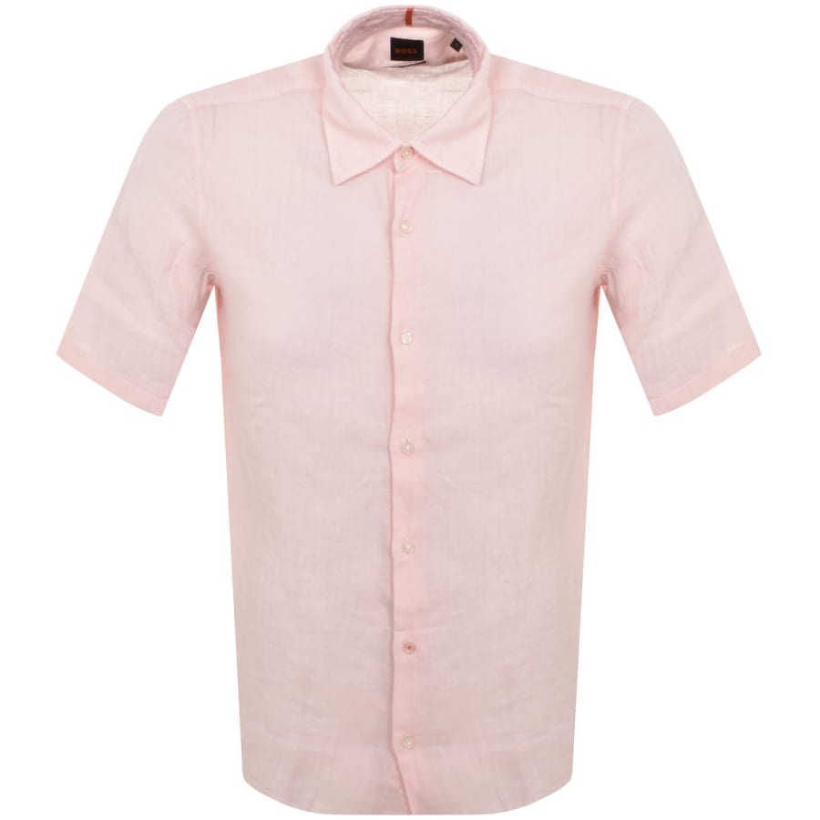 BOSS Rash 2 Linen Short Sleeved Shirt Pink